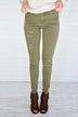 Distressed Olive Calypso Pants