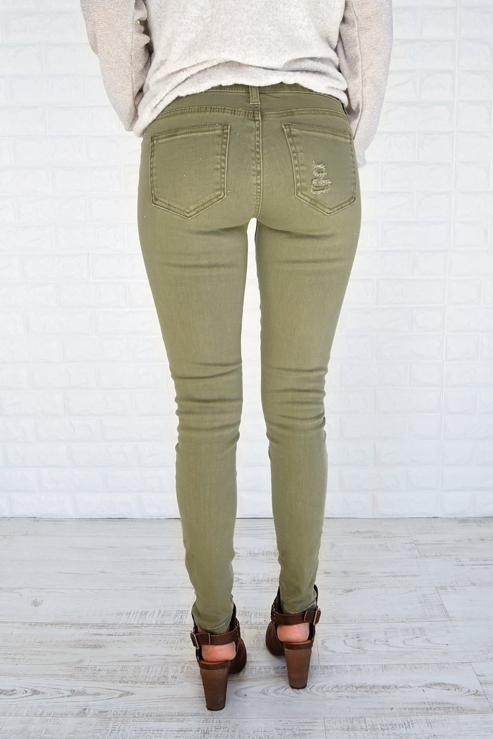 Distressed Olive Calypso Pants