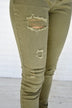 Distressed Olive Calypso Pants