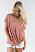 Mauve Striped Knot Top