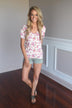 Go To Floral V-Neck ~ Pink