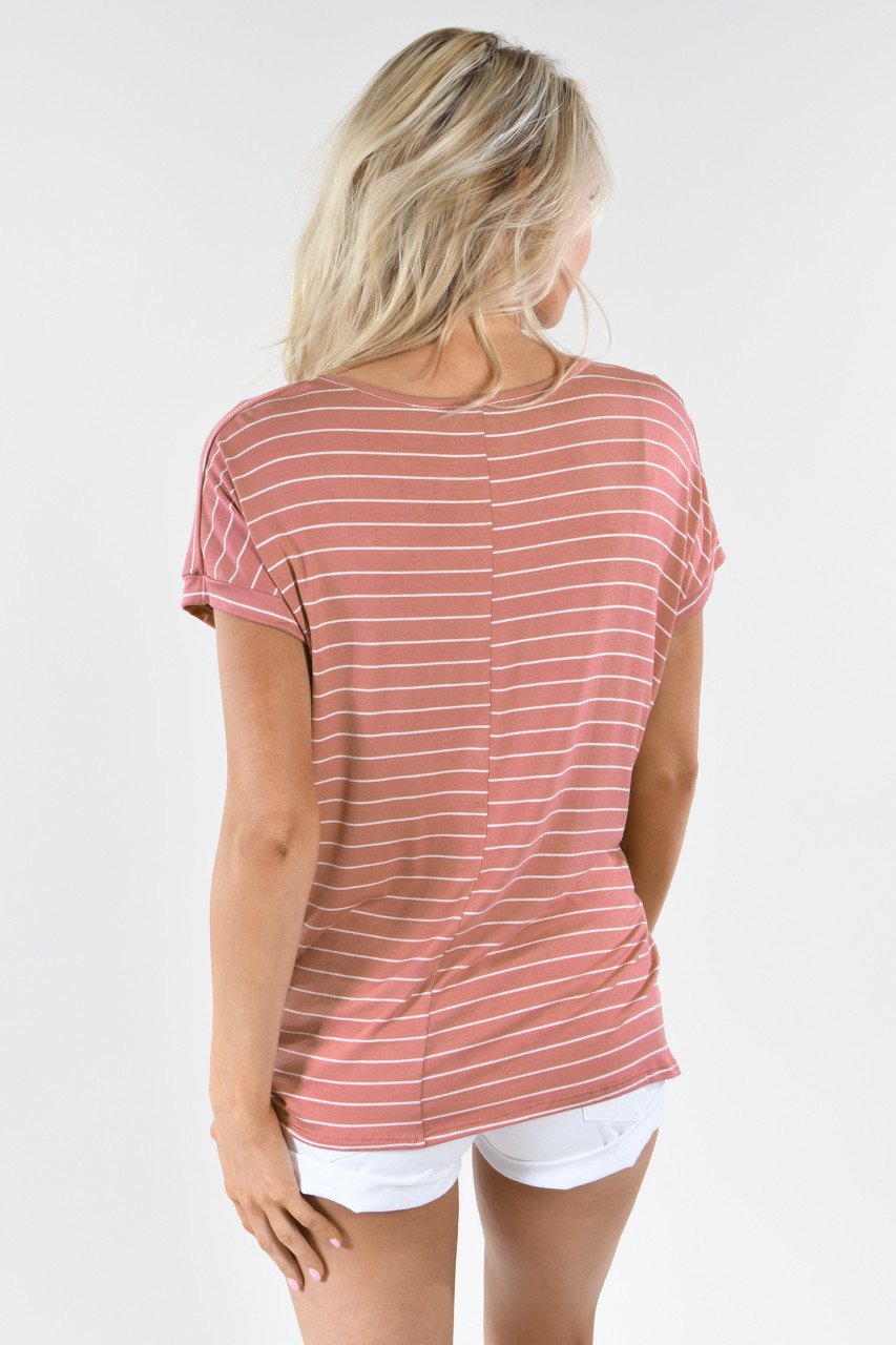 Mauve Striped Knot Top