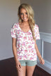 Go To Floral V-Neck ~ Pink