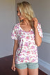 Go To Floral V-Neck ~ Pink