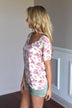 Go To Floral V-Neck ~ Pink