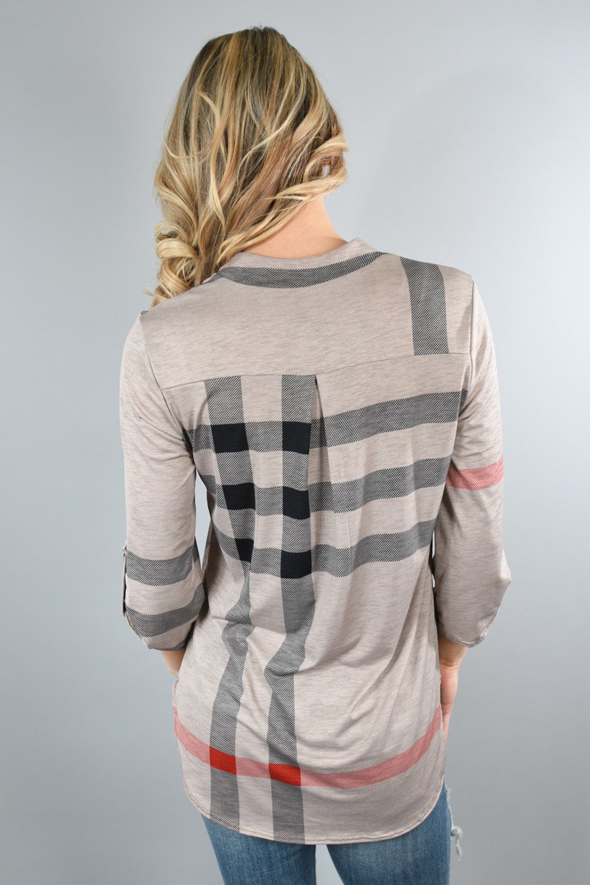 Working From 9-5 Top - Grey & Tan