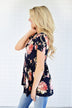 Ever After Floral Babydoll Top ~ Deep Navy