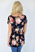 Ever After Floral Babydoll Top ~ Deep Navy