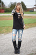 Camo Sparkle Pocket Top ~ Black
