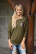 Glam Pocket Top - Olive