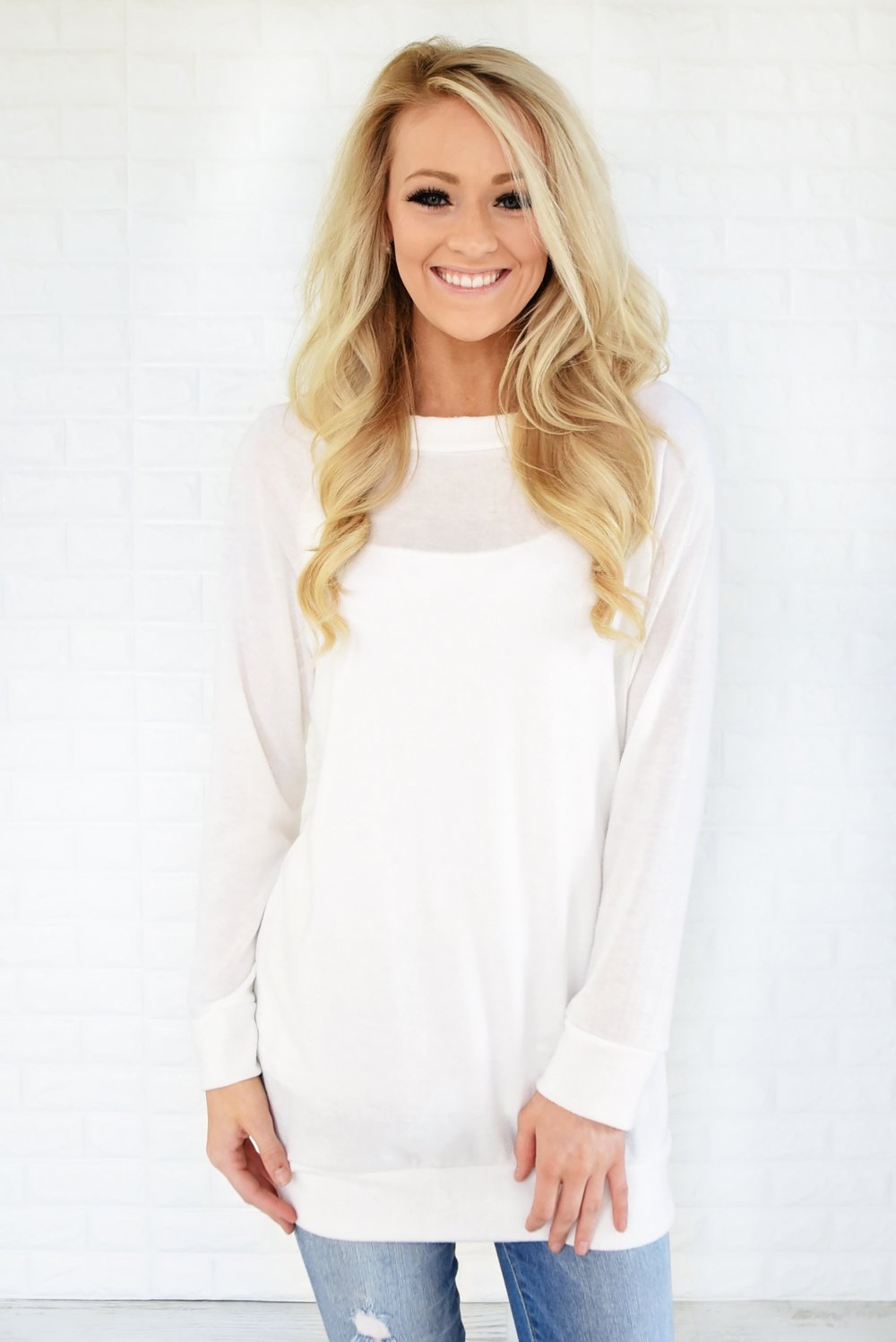Forever Cozy Tunic Top ~ White