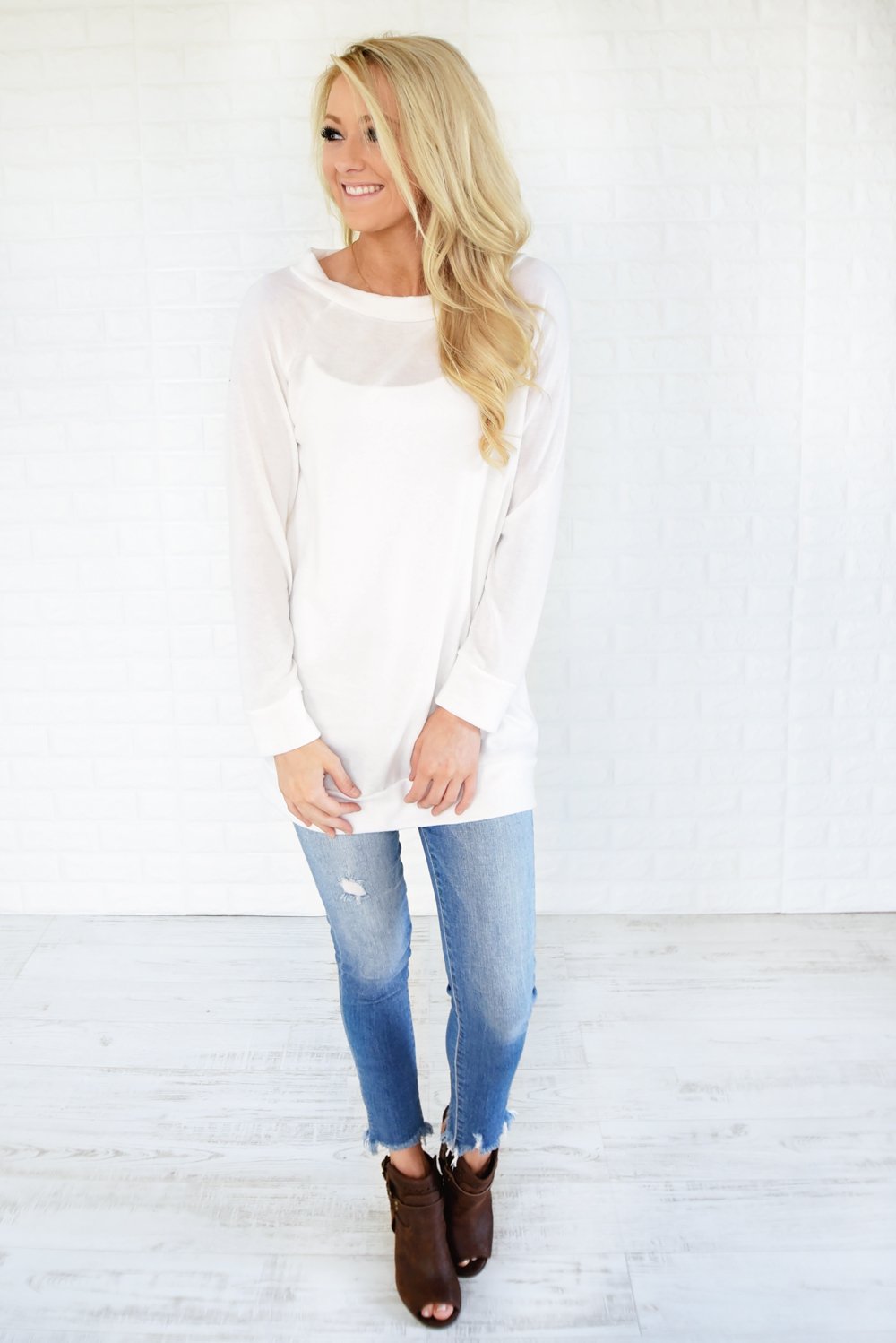 Forever Cozy Tunic Top ~ White