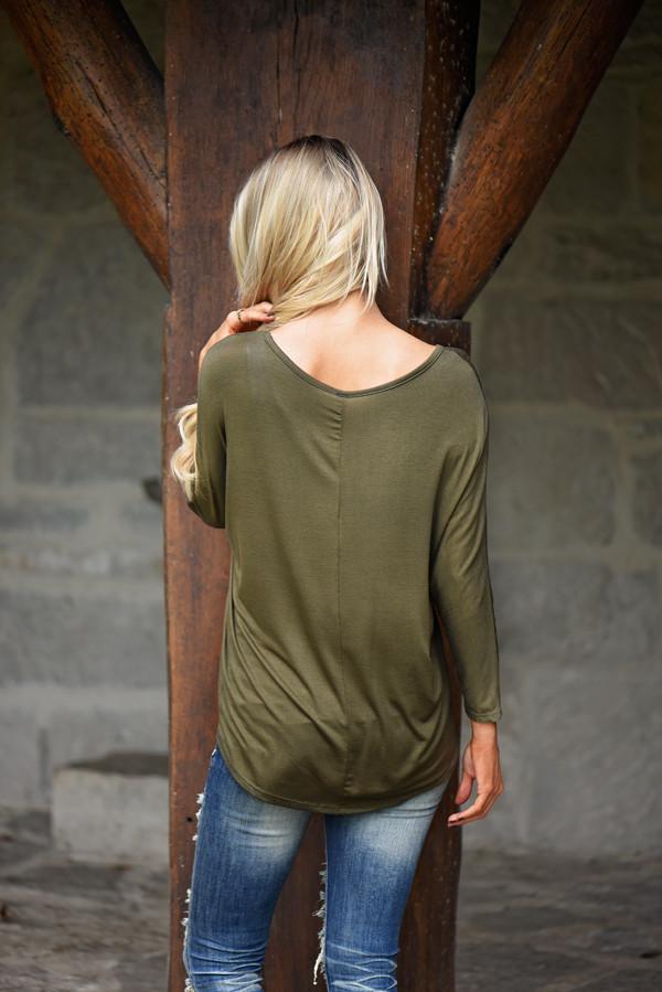 Glam Pocket Top - Olive