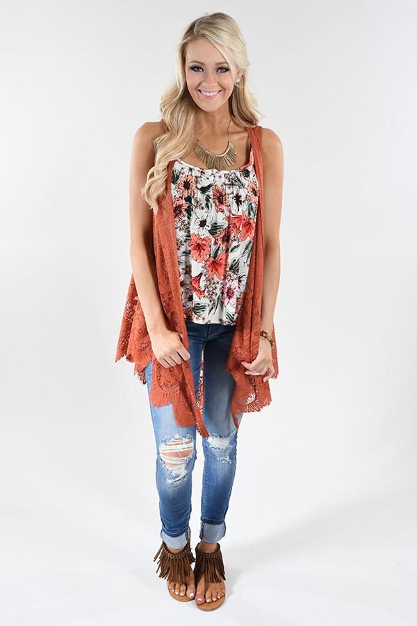 Burnt Orange Sleeveless Kimono