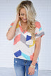 Oh Happy Day Chevron Top ~ Cream