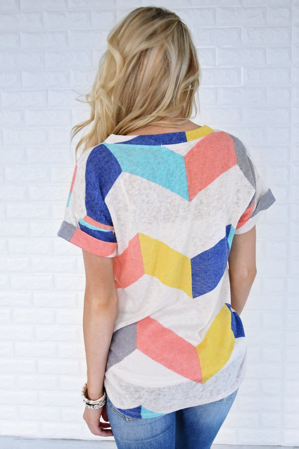 Oh Happy Day Chevron Top ~ Cream