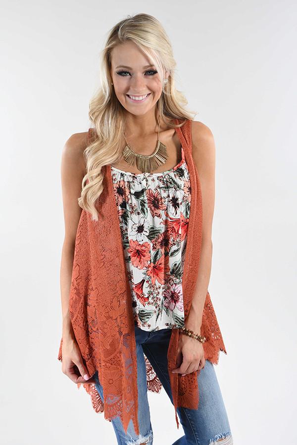 Burnt Orange Sleeveless Kimono