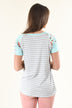 Grey & Mint Floral Sleeve Top