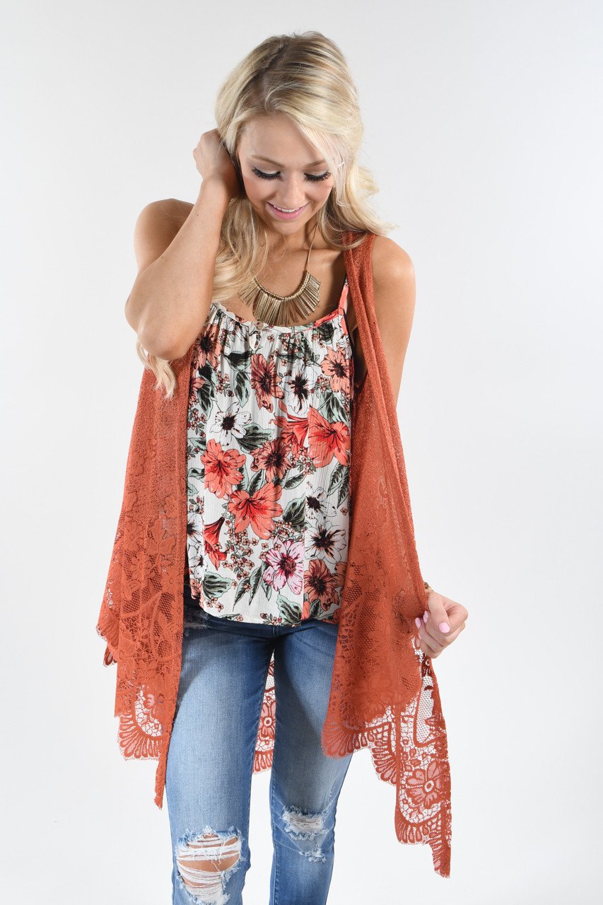 Burnt Orange Sleeveless Kimono