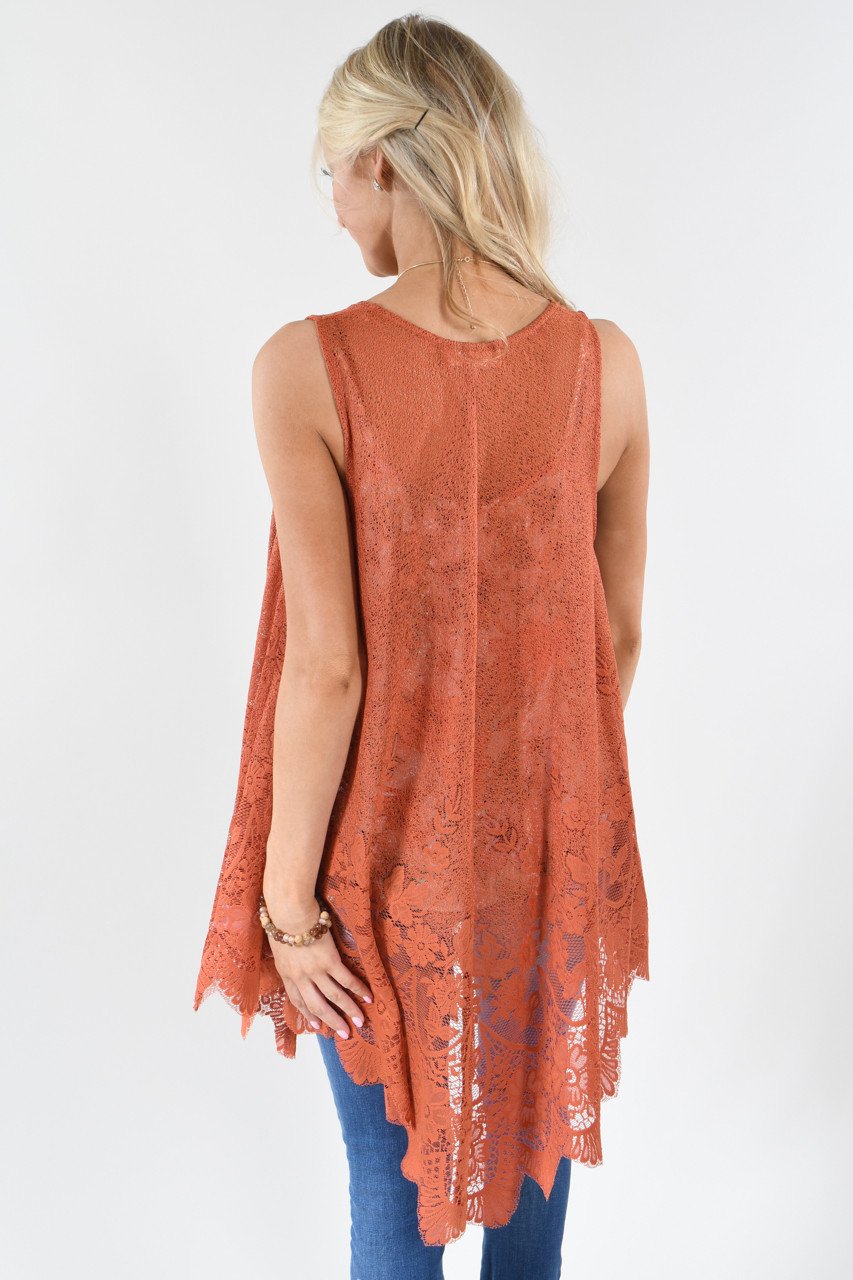 Burnt Orange Sleeveless Kimono