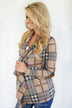 Plaid About You Cardigan ~ Taupe