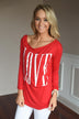 LOVE Slouchy Top ~ Red