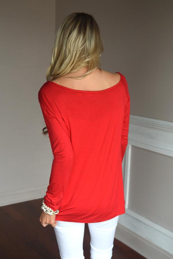 LOVE Slouchy Top ~ Red