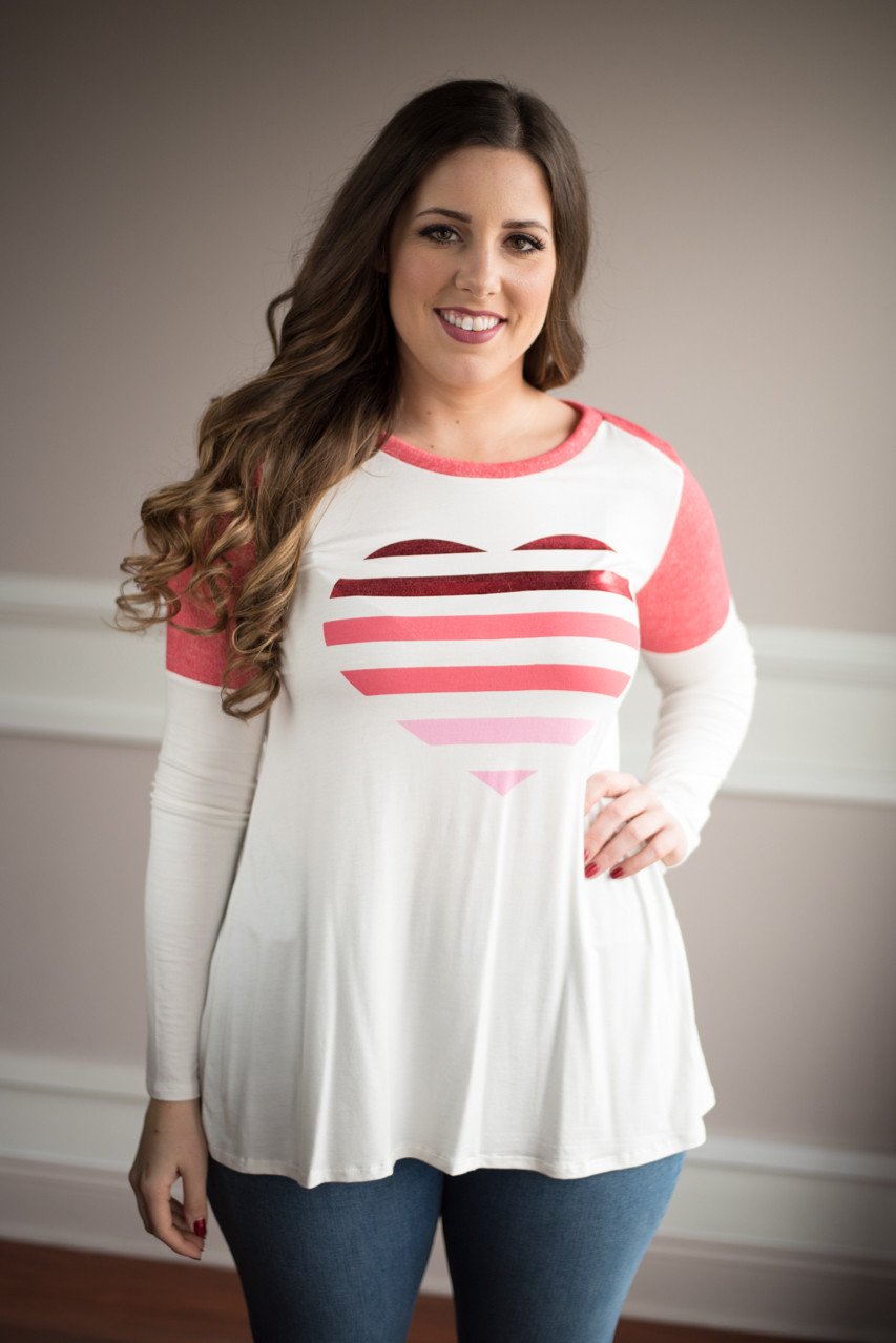 Shades of Pink Heart Top