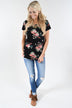 Summertime Floral Top ~ Black