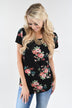 Summertime Floral Top ~ Black