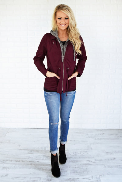 Essential Fall Jacket - Burgundy – The Pulse Boutique