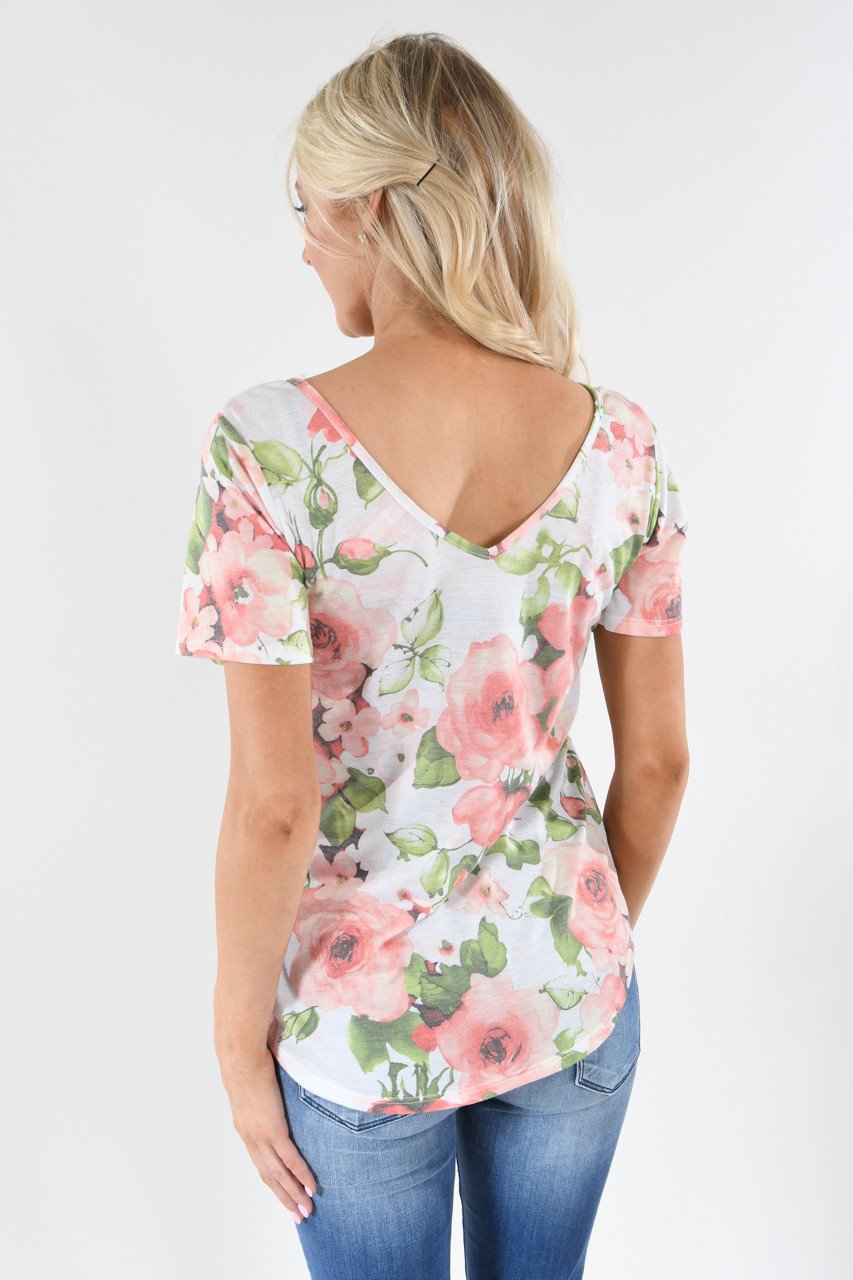 Love the Way You Look Floral Criss Cross Top ~ Ivory