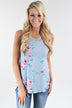 Show Your Best Side Floral & Stripes Top ~ Light Blue