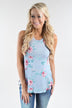 Show Your Best Side Floral & Stripes Top ~ Light Blue