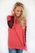 Just a Touch of Lace Sweater ~ Bright Coral