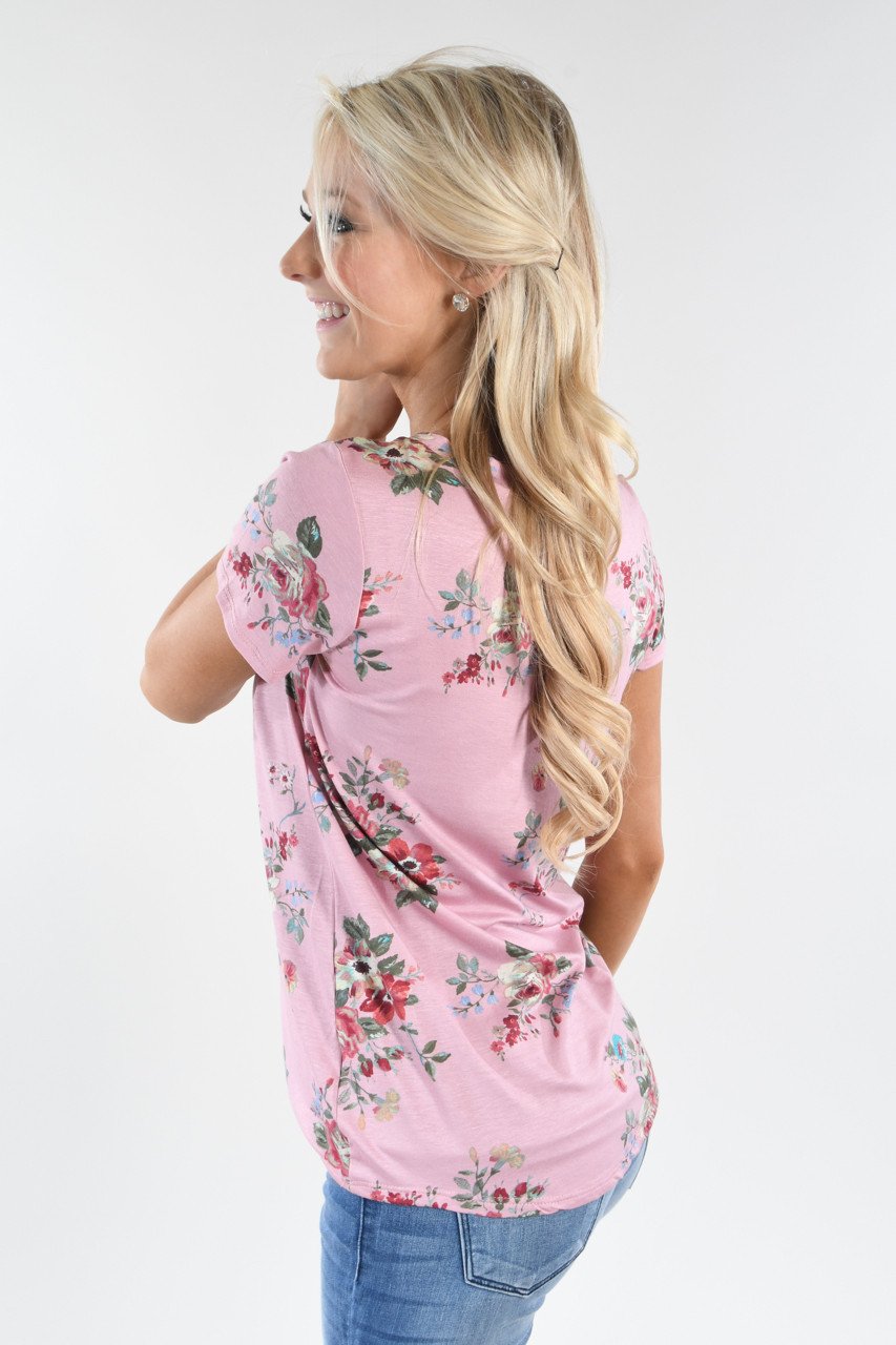 Summertime Floral Top ~ Pink