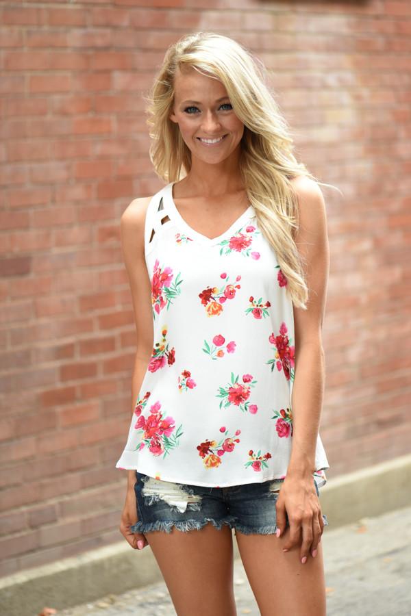 Dainty Floral Criss Cross Tank