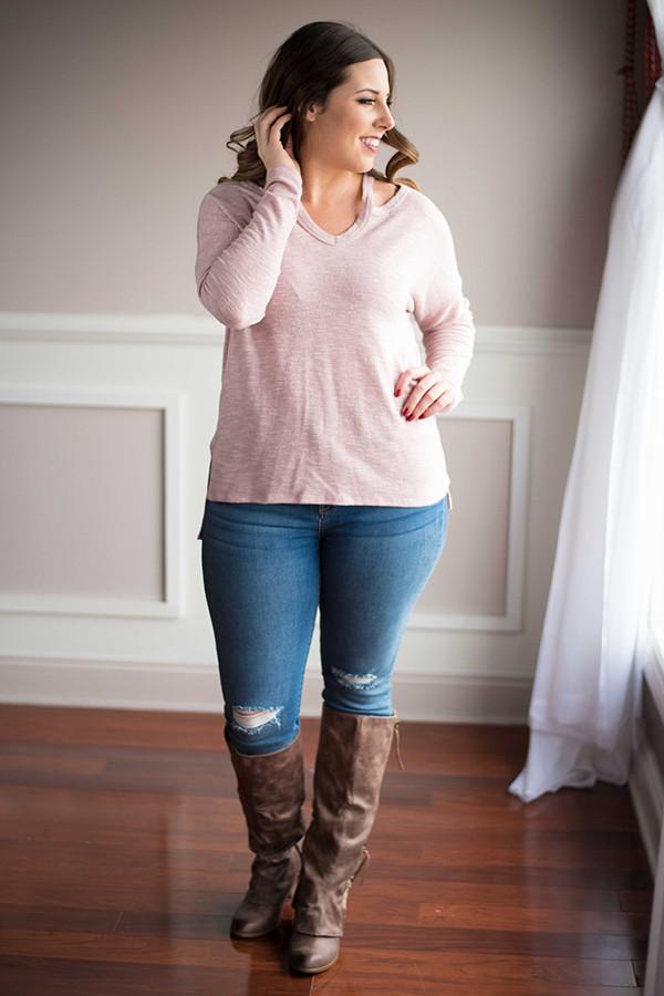 Show a Little Shoulder Top ~ Pink