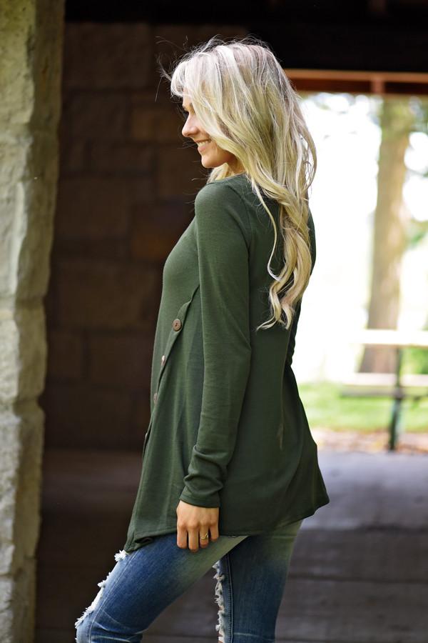 Olive Button Down Top