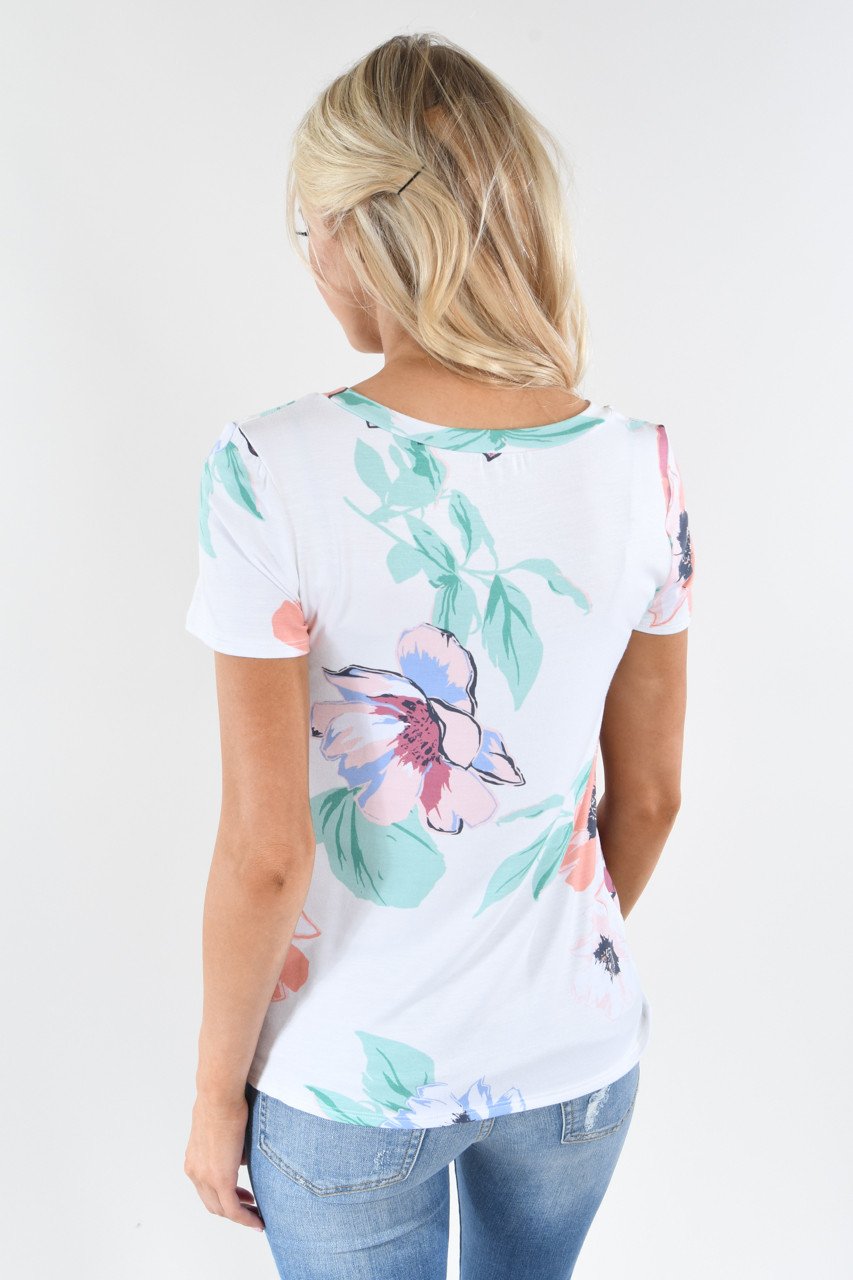 Floral Watercolor Knot Top