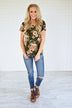 Beautifully Blooming Top ~ Olive