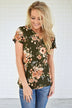 Beautifully Blooming Top ~ Olive