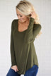 Long Sleeve V-Neck Top ~ Olive