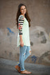 Mint Floral Striped Sleeve Top
