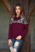 Aztec Cowl Neck Burgundy