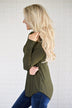 Long Sleeve V-Neck Top ~ Olive