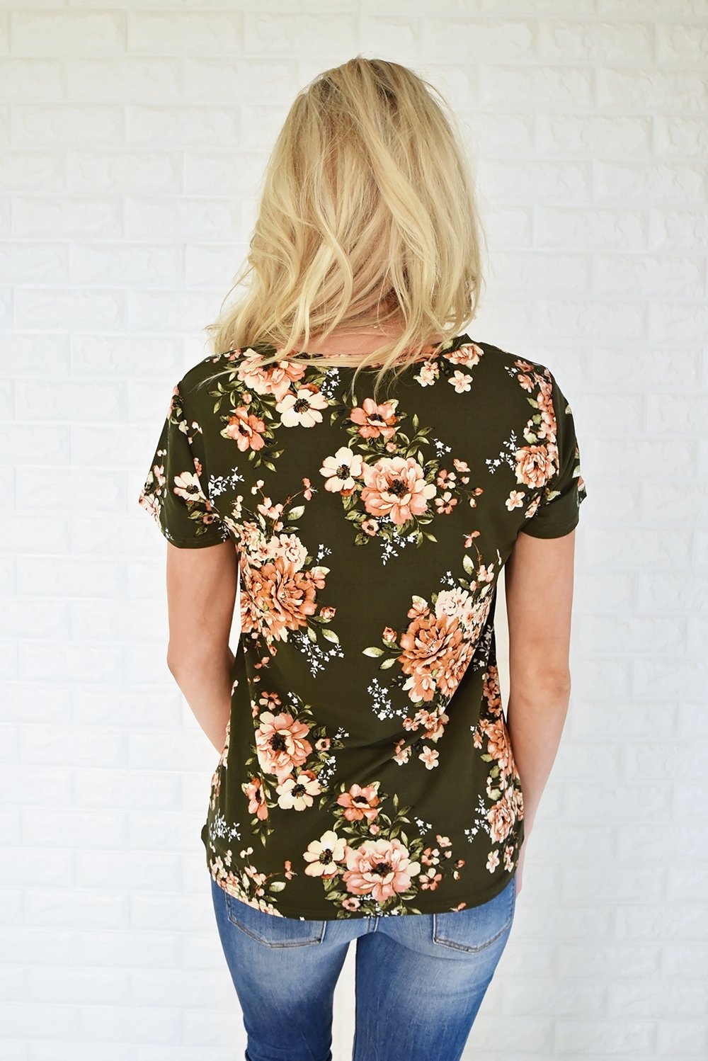 Beautifully Blooming Top ~ Olive