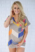 Oh Happy Day Chevron Top ~ Grey