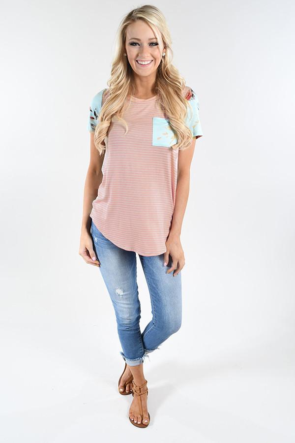 Isn't That Peachy Floral Pocket Top - Mint