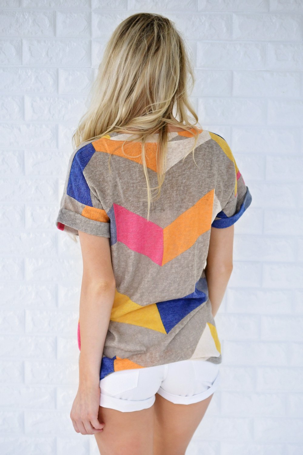 Oh Happy Day Chevron Top ~ Grey